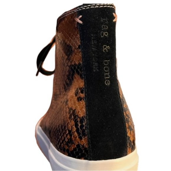 Rag & Bone Snake-Embossed High-Top Leather Sneakers - 38/8 - Picture 11 of 14